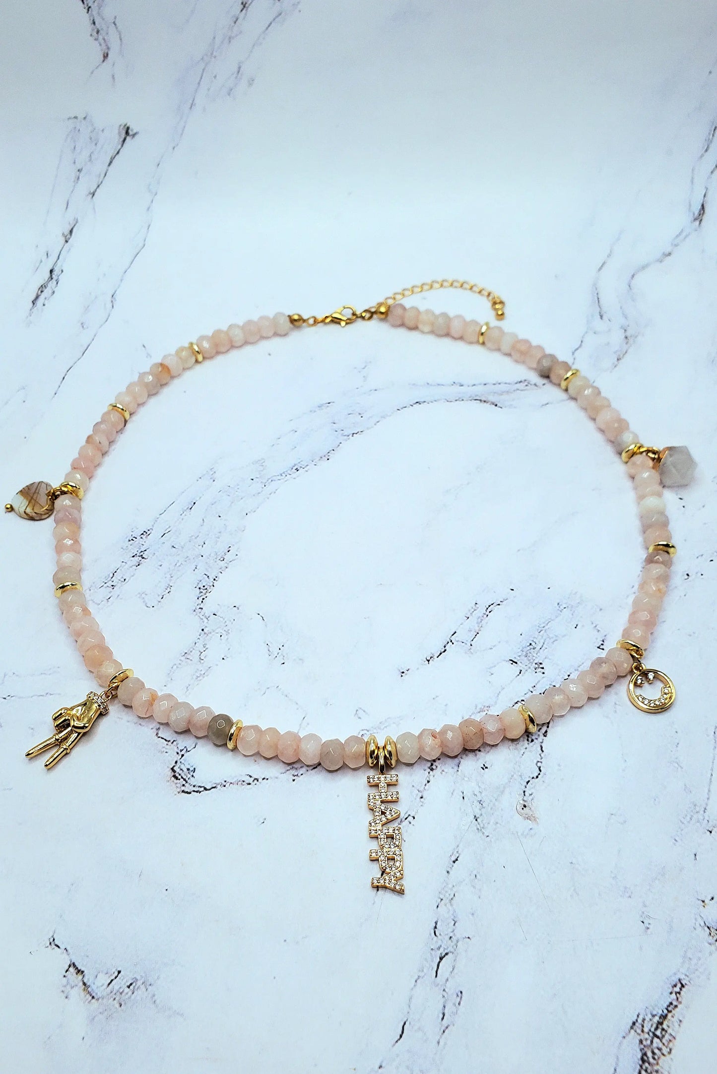 Love peace and happiness rose quartz necklace beautifuleecreatedllc