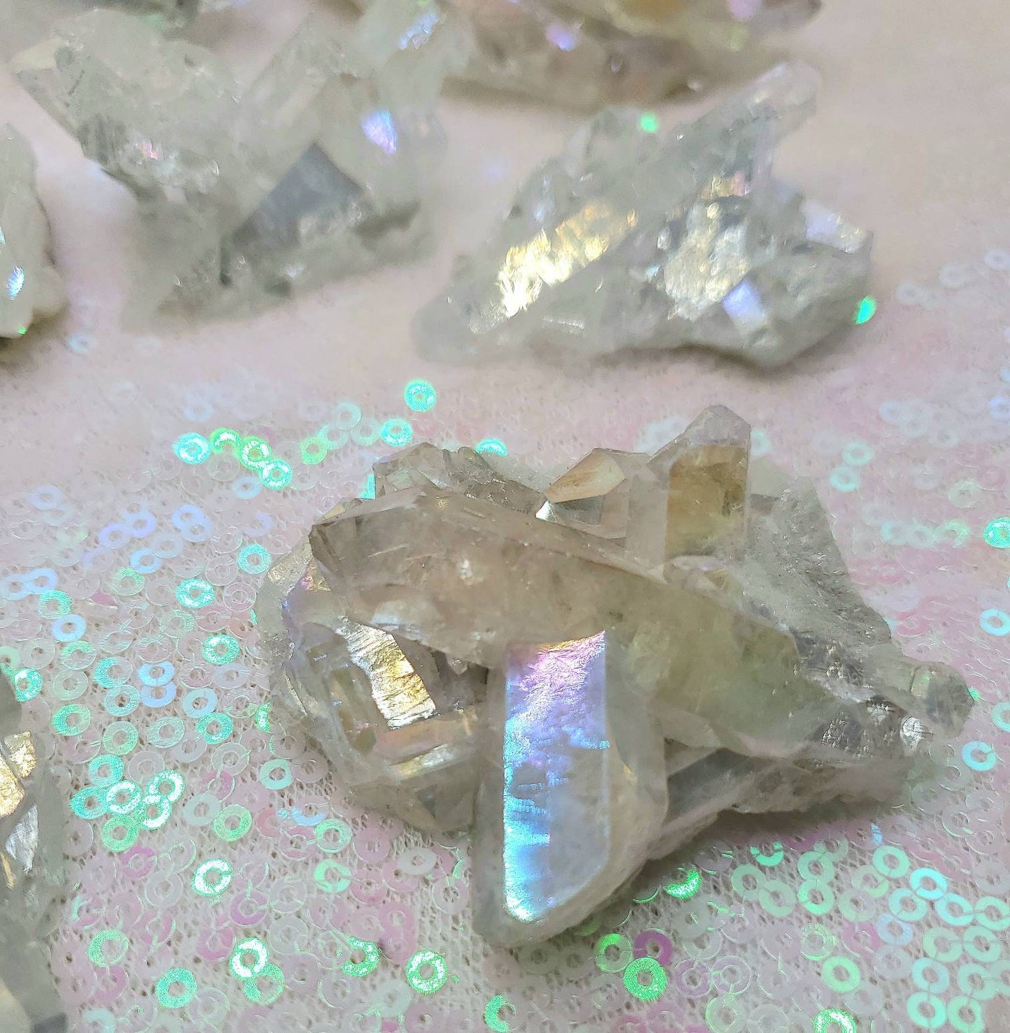 Angel aura quartz cluster crystal