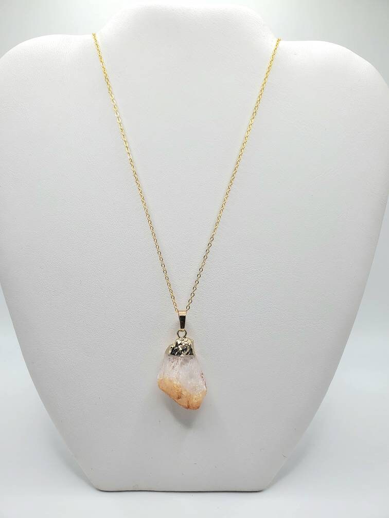 Citrine raw crystal necklace