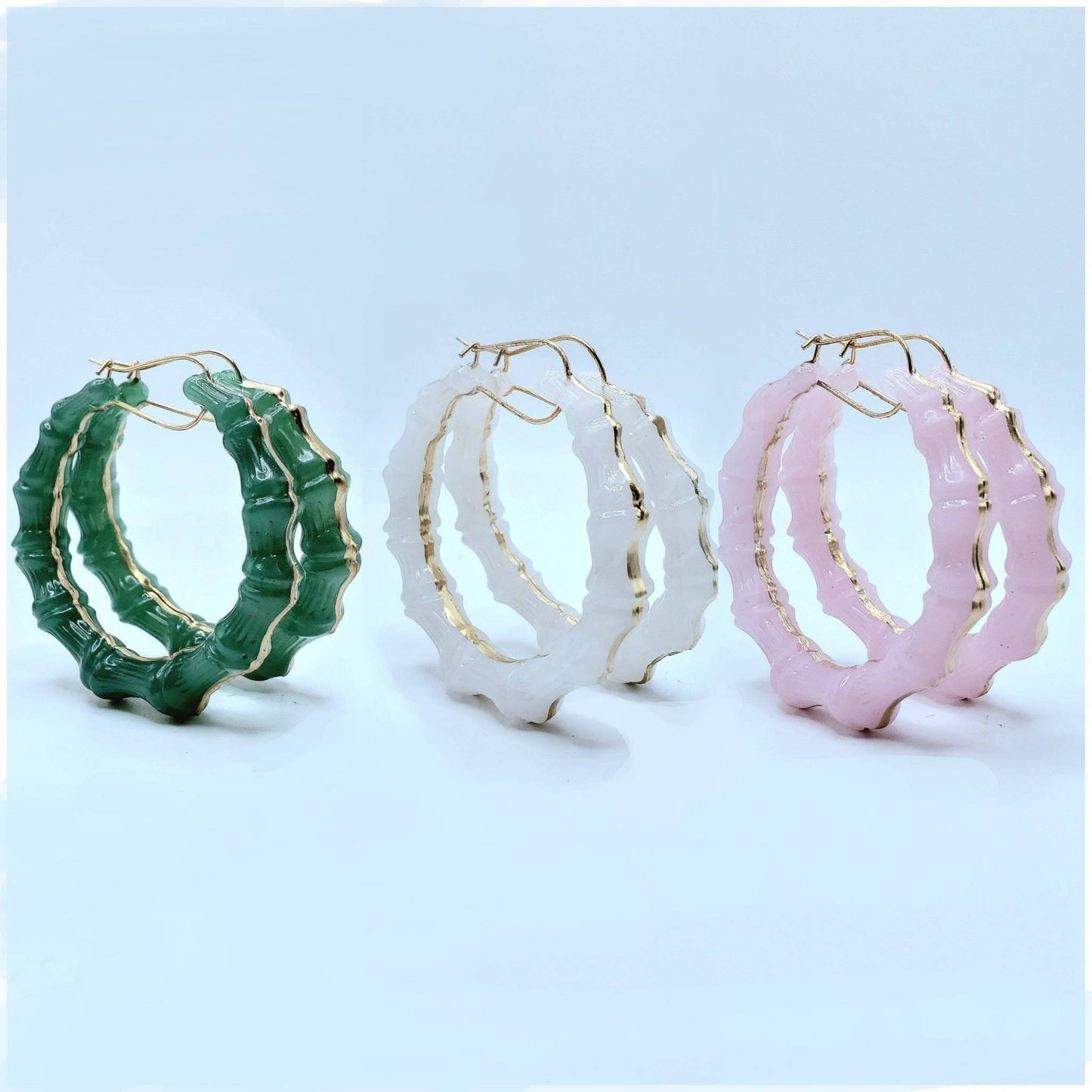 Jade Inspired Bamboo Hoop Earrings Custom