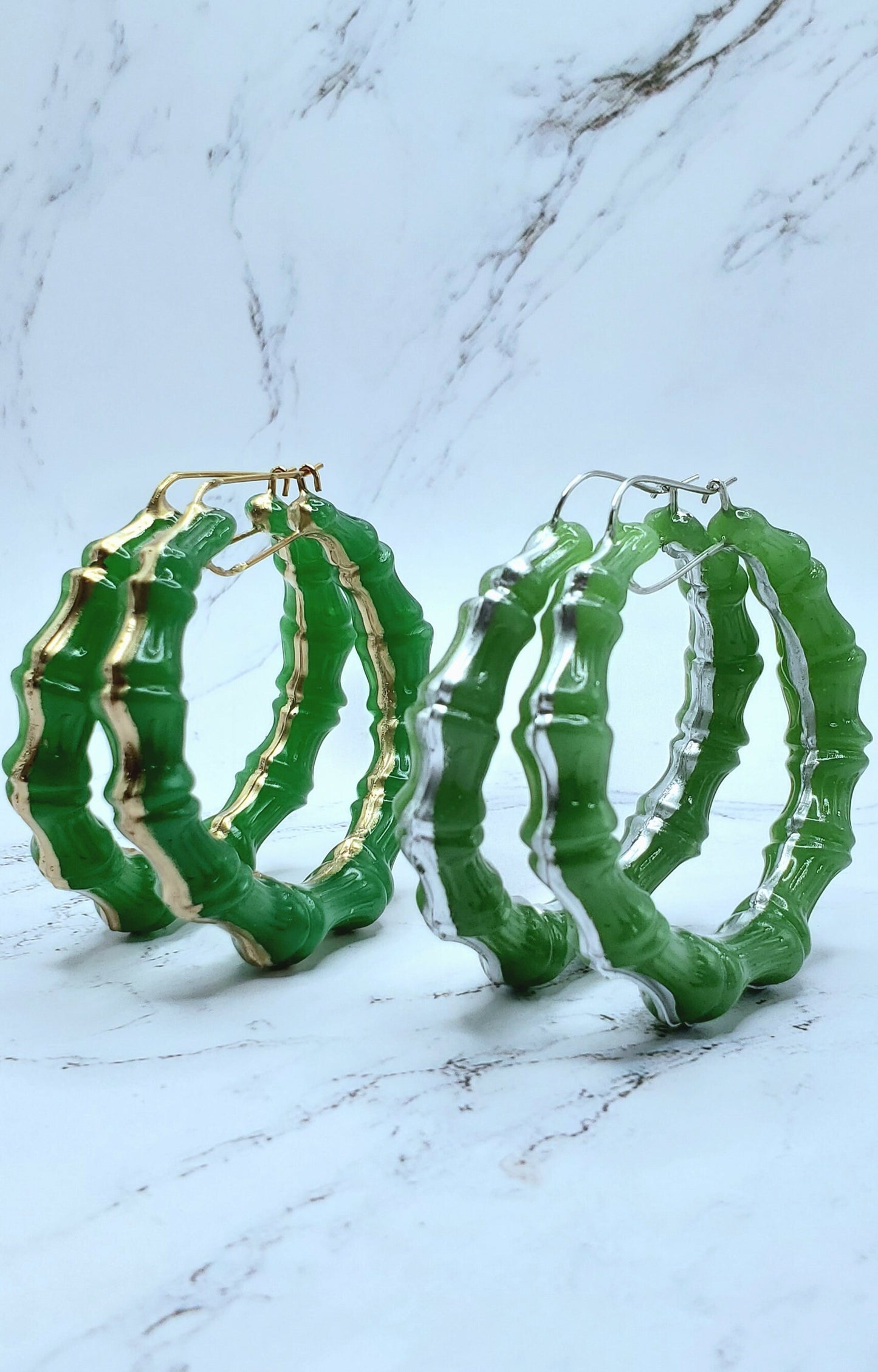 Jade Inspired Bamboo Hoop Earrings Custom