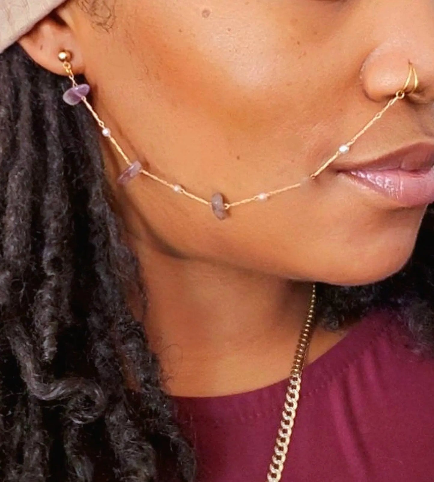 Crystal nose ring chain