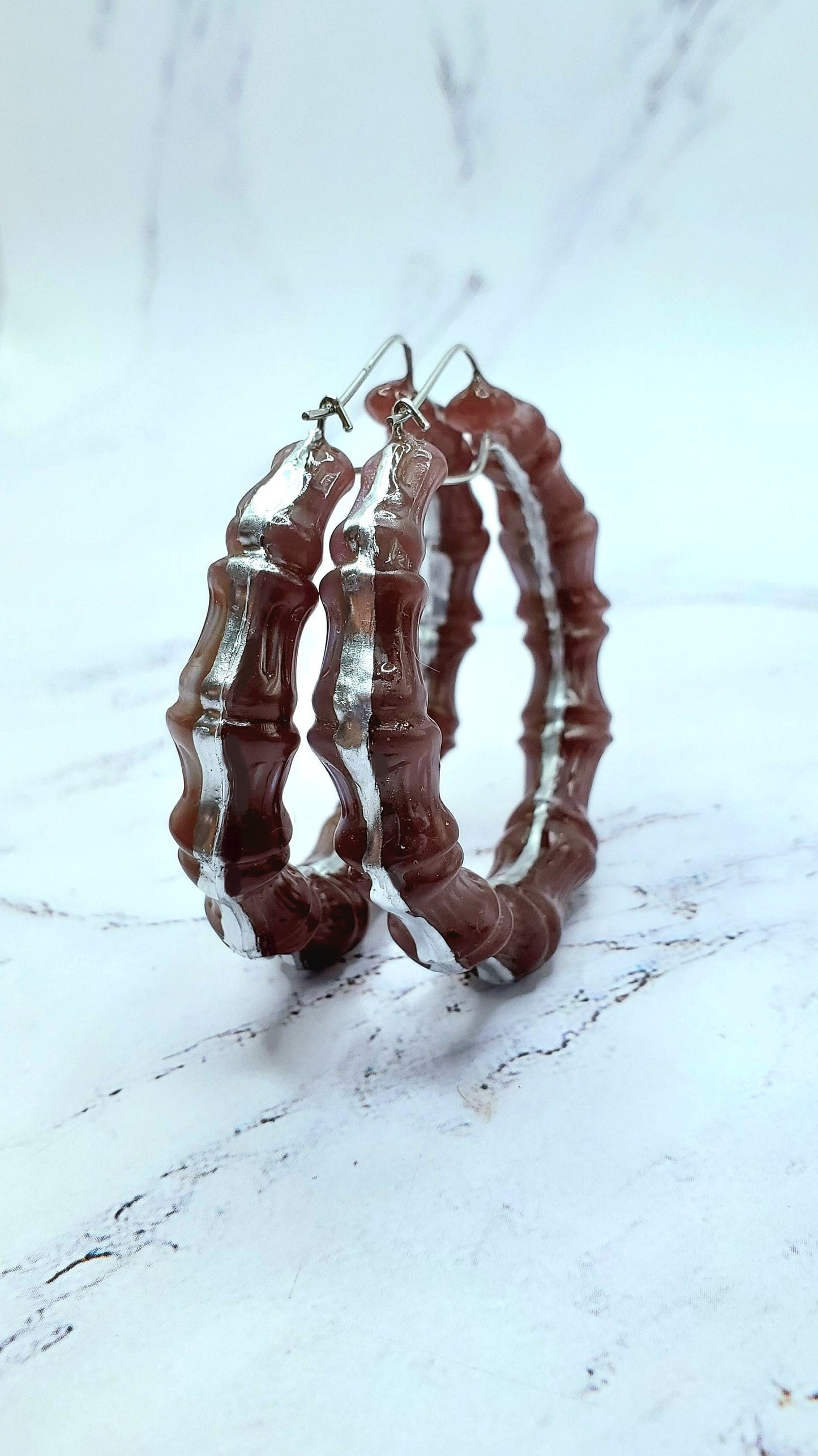 Customizable Bamboo Hoop Earrings Opaque