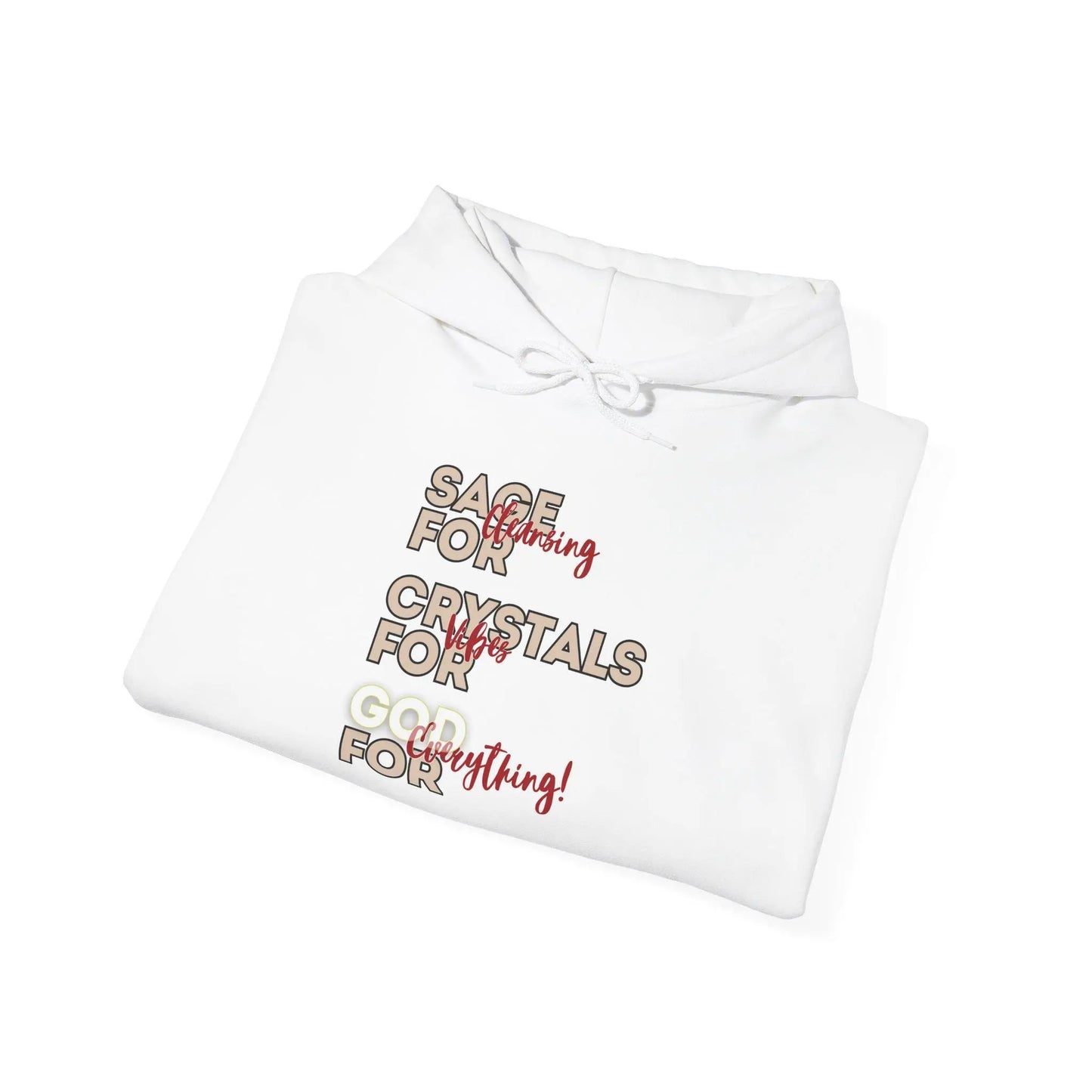 Sage Crystals God Cotton hoodie - cleansing & vibes Spiritual hoodie white