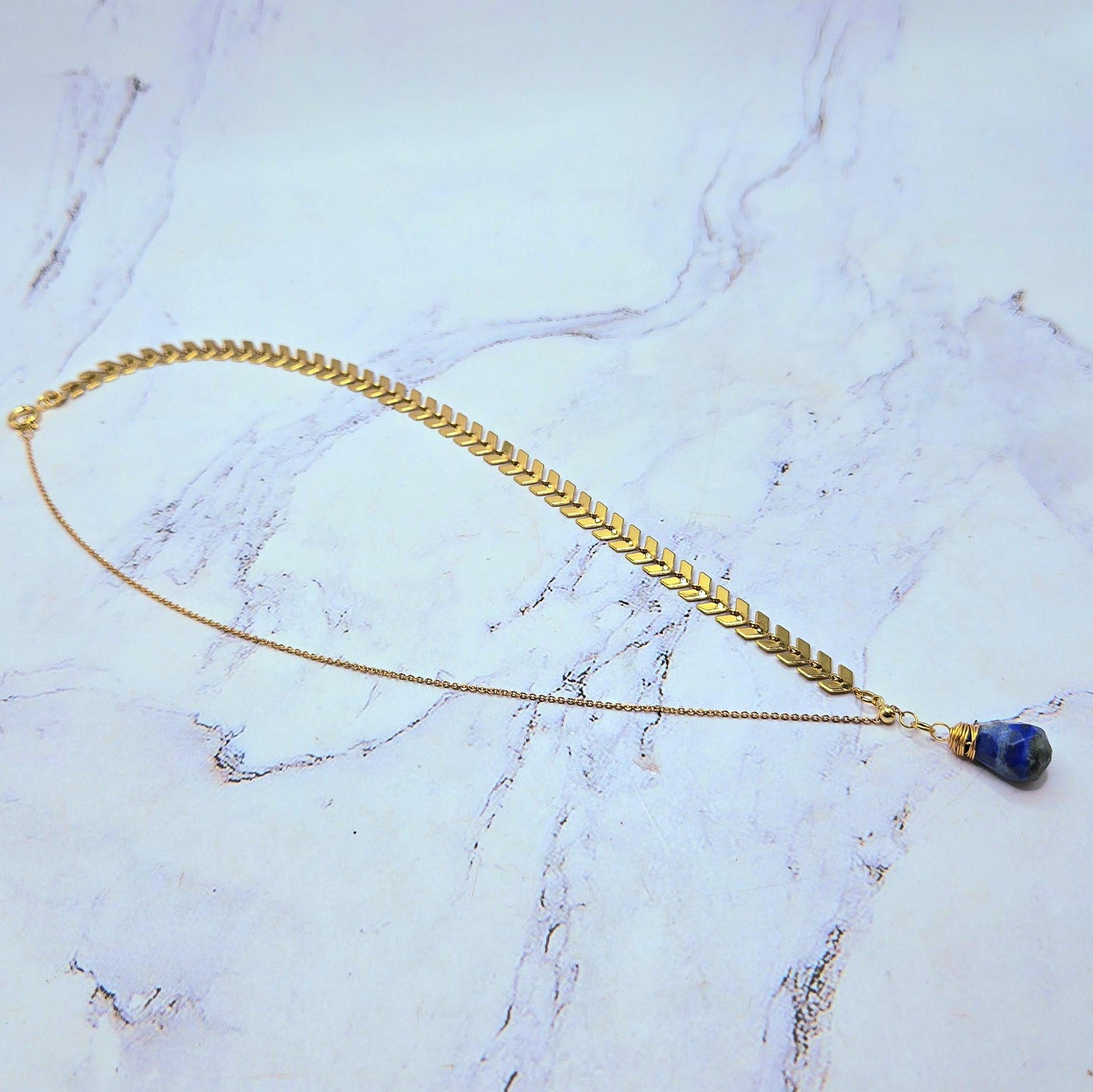 Lapiz lazuli teardrop necklace