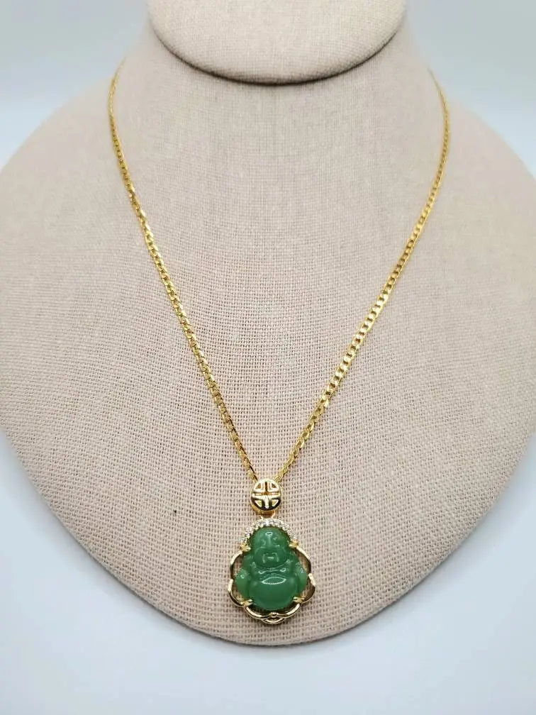 Green Jade Buddha necklace