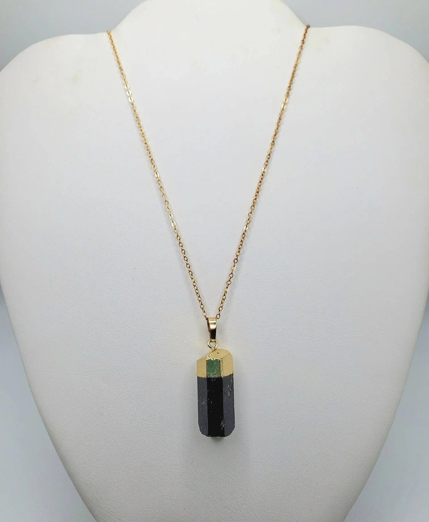 Black tourmaline raw crystal necklace