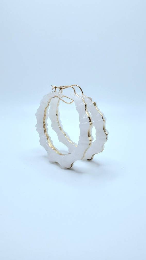 Jade inspired bamboo hoop earrings