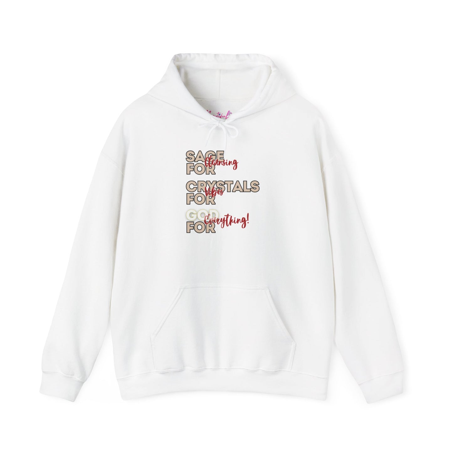 Sage Crystals God Cotton hoodie - cleansing & vibes Spiritual hoodie white