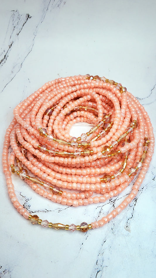Peachy tie on waist beads