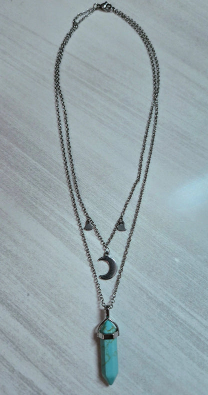 Turquoise moon tiered necklace beautifuleecreatedllc