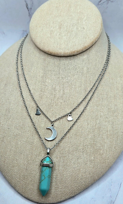 Turquoise moon tiered necklace beautifuleecreatedllc