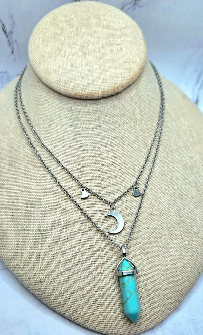Turquoise moon tiered necklace beautifuleecreatedllc