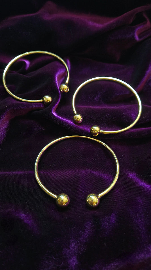 Bobble bangles adjustable gold stackable ball bangle bracelets set of two