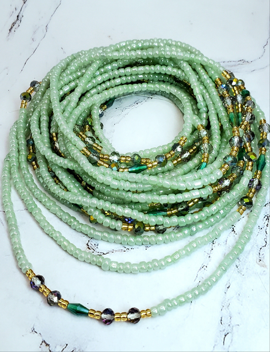 Pearlescent Green waist beads