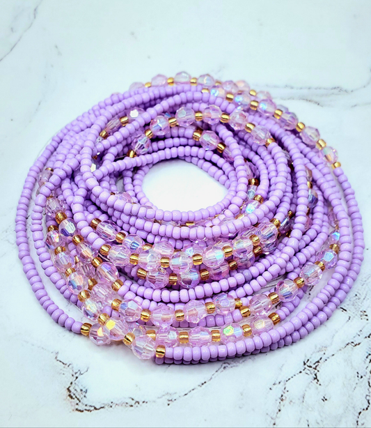Lavender tie on waist beads