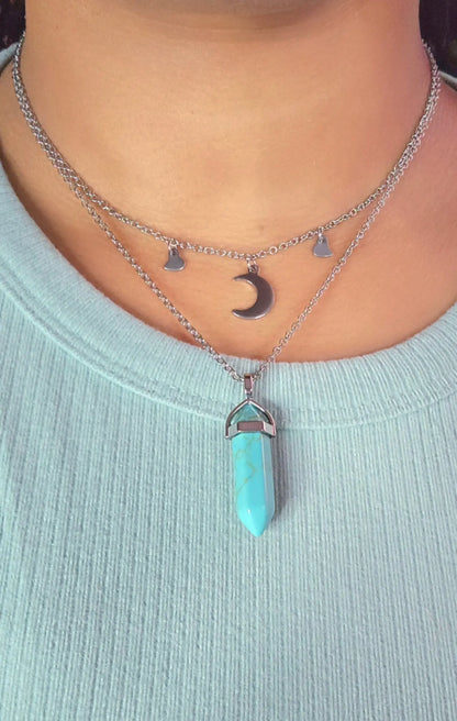 Turquoise moon tiered necklace beautifuleecreatedllc