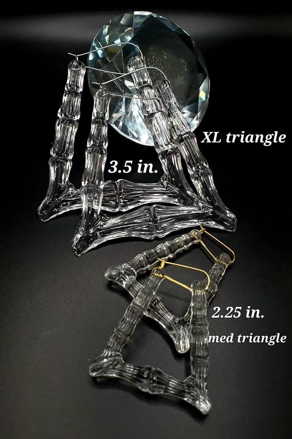Clear, extra large and medium triangle bamboo earrings beautifuleecreatedllc