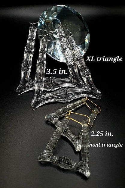 Clear, extra large and medium triangle bamboo earrings beautifuleecreatedllc