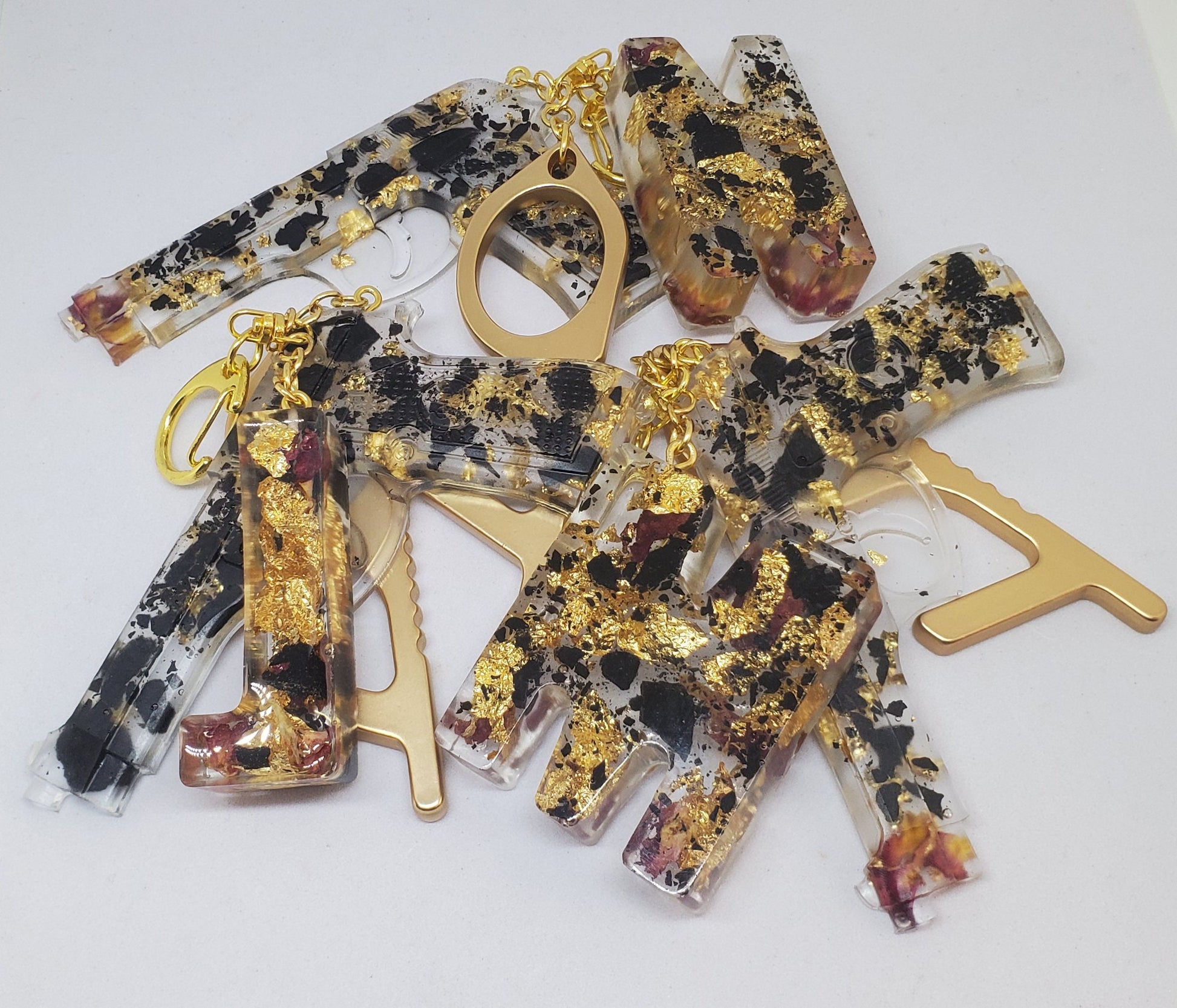 Tourmaline and roses energy protection keychain