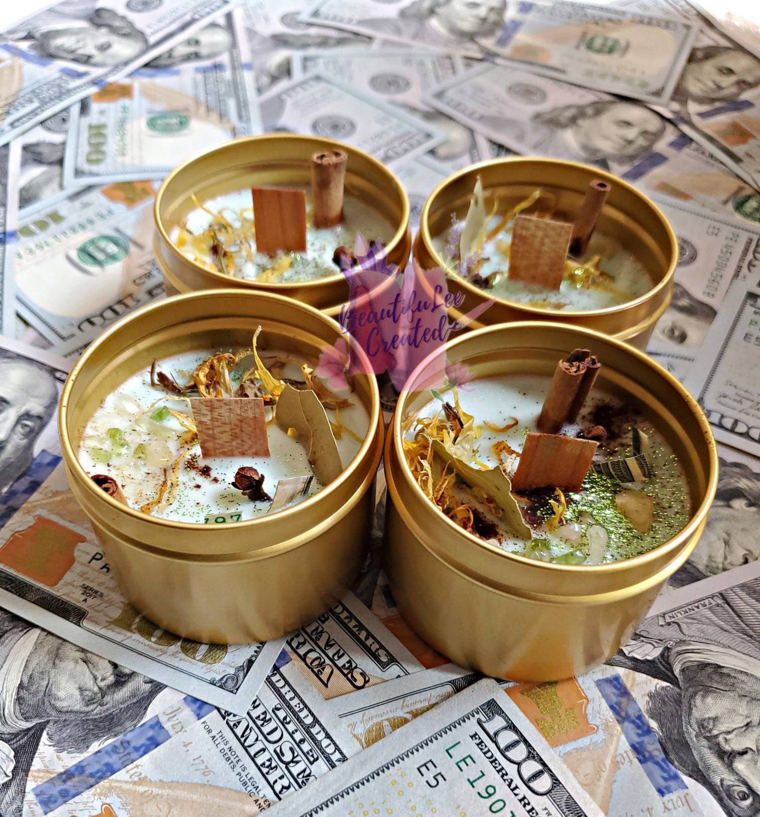 Money attraction intention candles