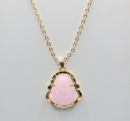 Pink jade Buddha necklace