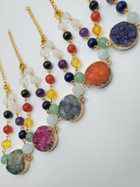 Druzy adjustable gemstone bracelet