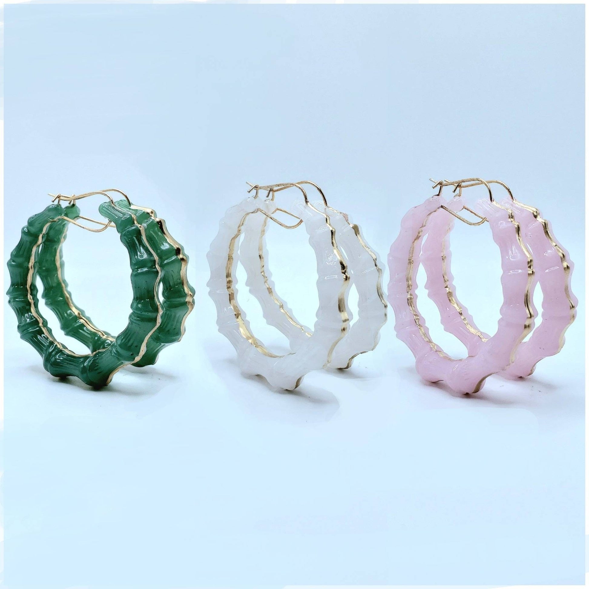 Jade Inspired Bamboo Hoop Earrings Custom