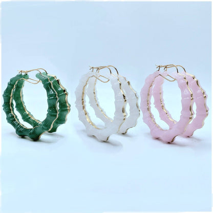 Jade Inspired Bamboo Hoop Earrings Custom