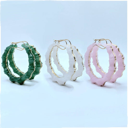 Jade Inspired Bamboo Hoop Earrings Custom