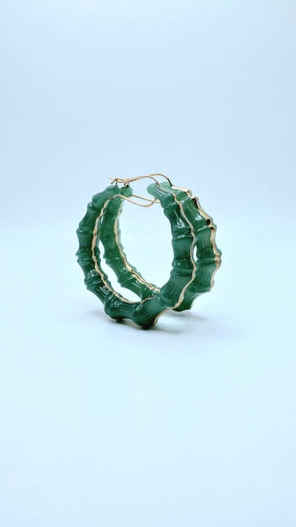 Jade Inspired Bamboo Hoop Earrings Custom