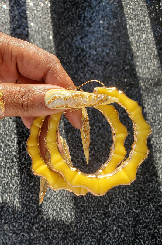 Customizable Bamboo Hoop Earrings Opaque