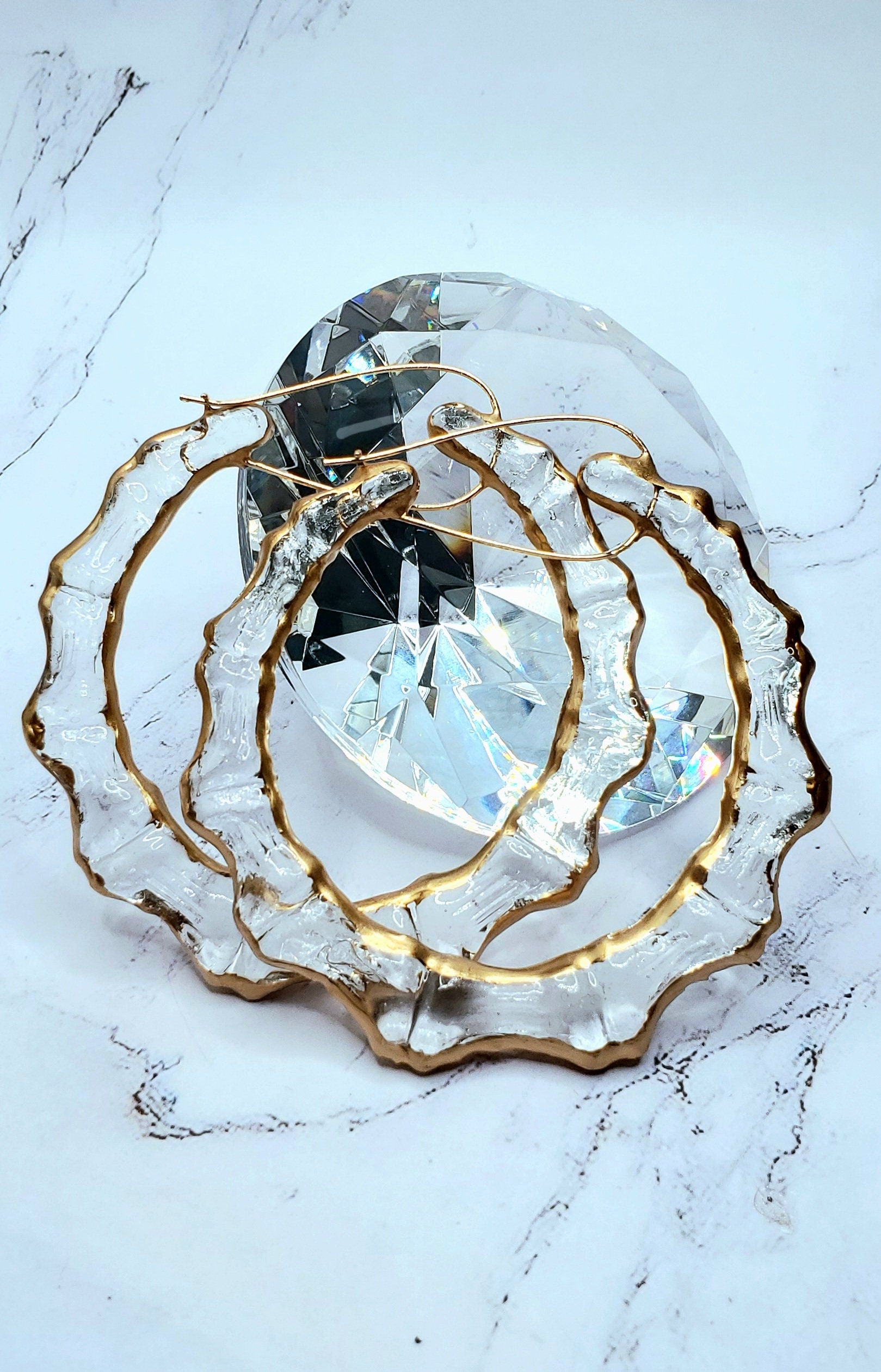 Customizable Bamboo Hoop Earrings Opaque