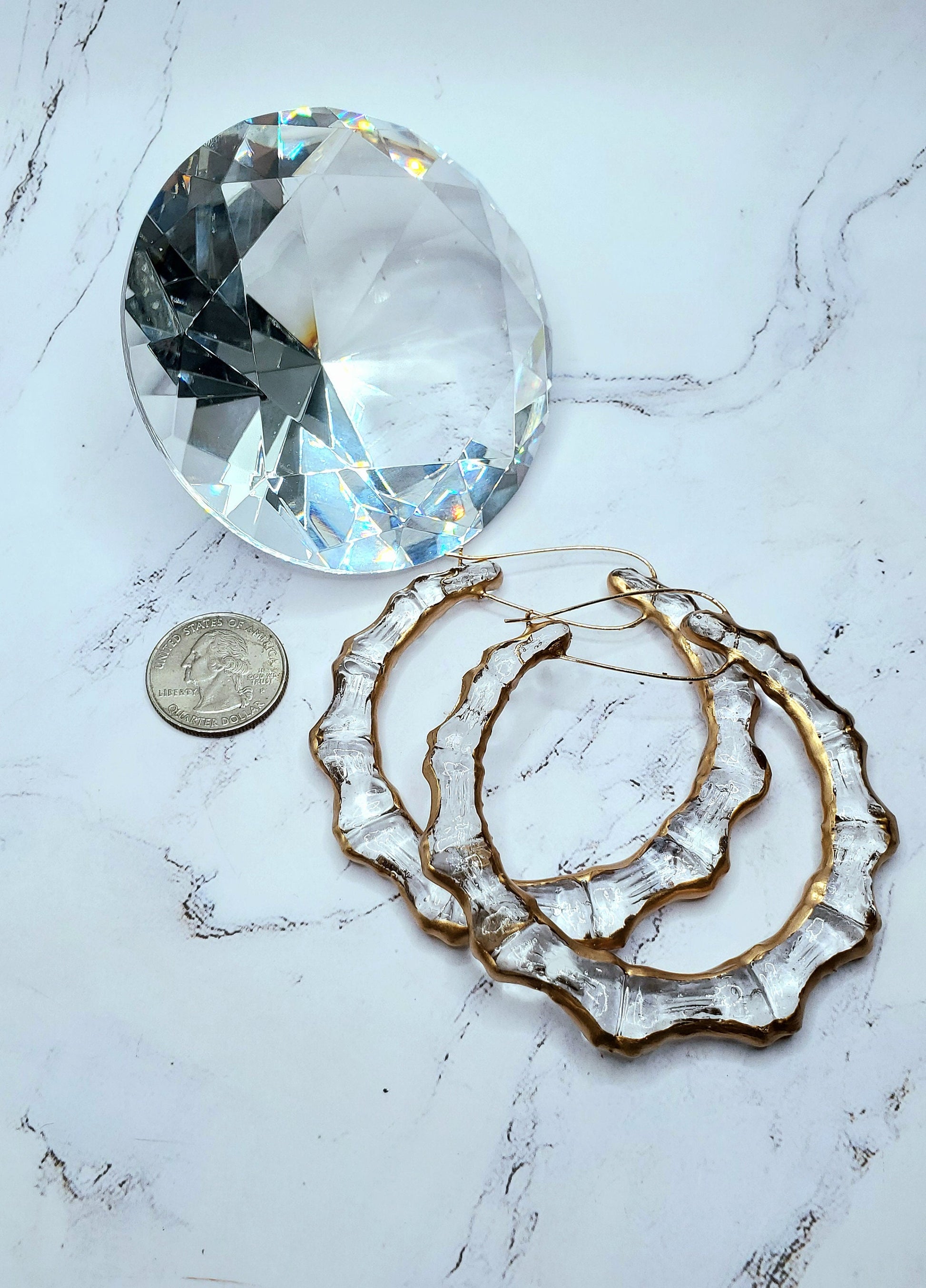 Customizable Bamboo Hoop Earrings Opaque