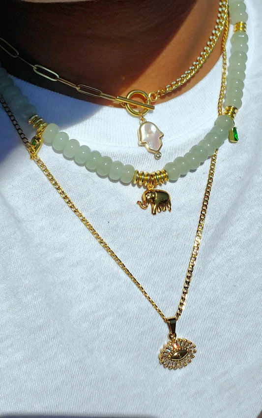 Lucky elephant gemstone necklace
