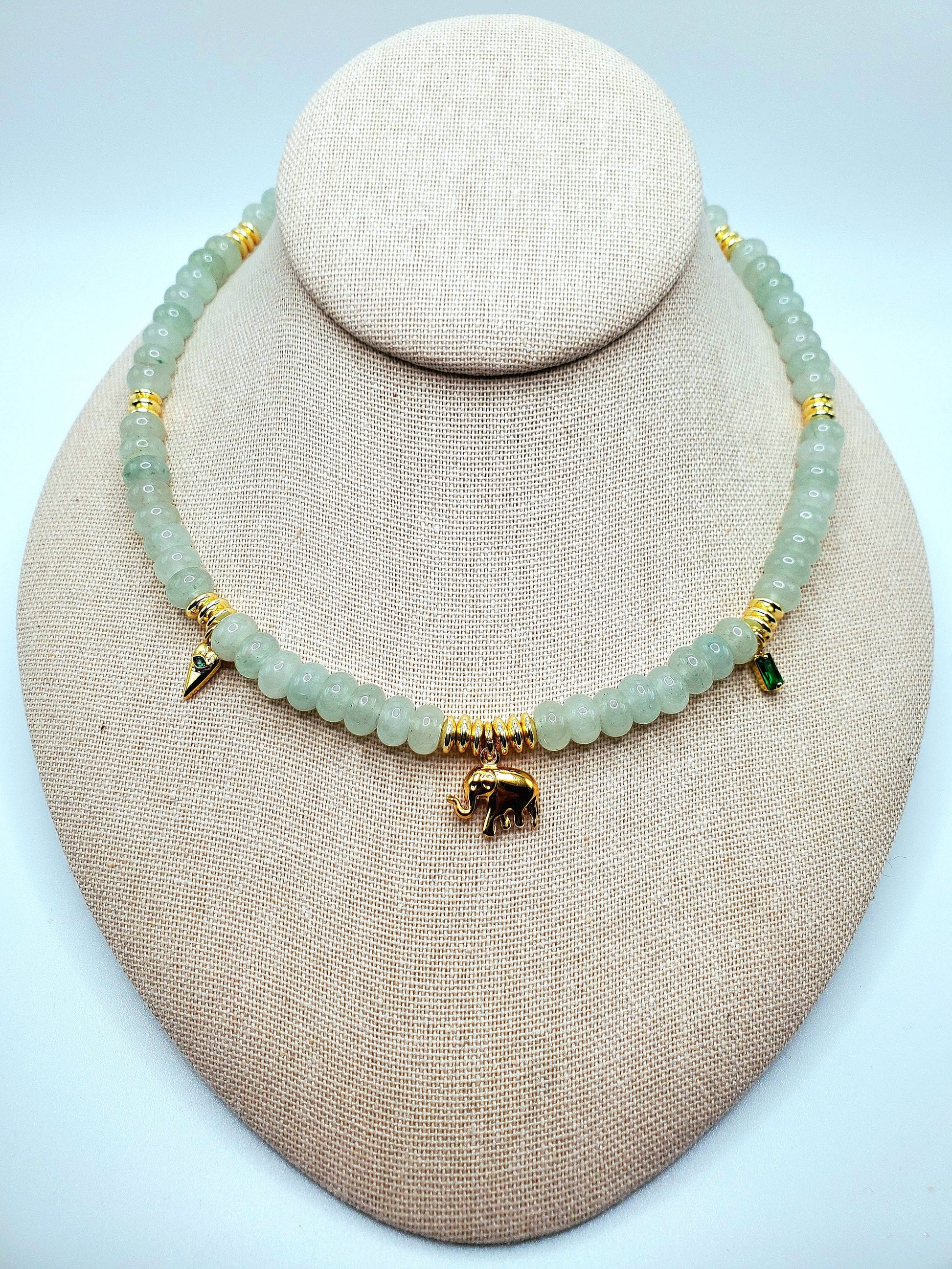 Lucky elephant gemstone necklace