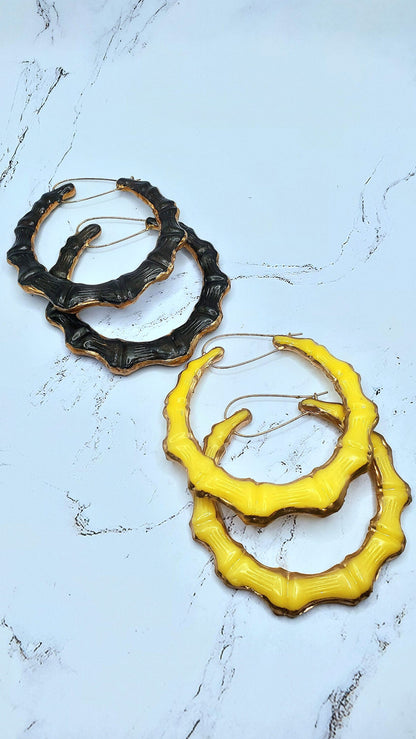 Customizable Bamboo Hoop Earrings Opaque