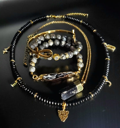 Black tourmaline raw crystal necklace