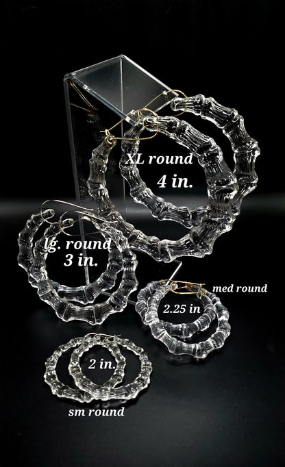Pearl Bamboo Hoops Earrings Customizable