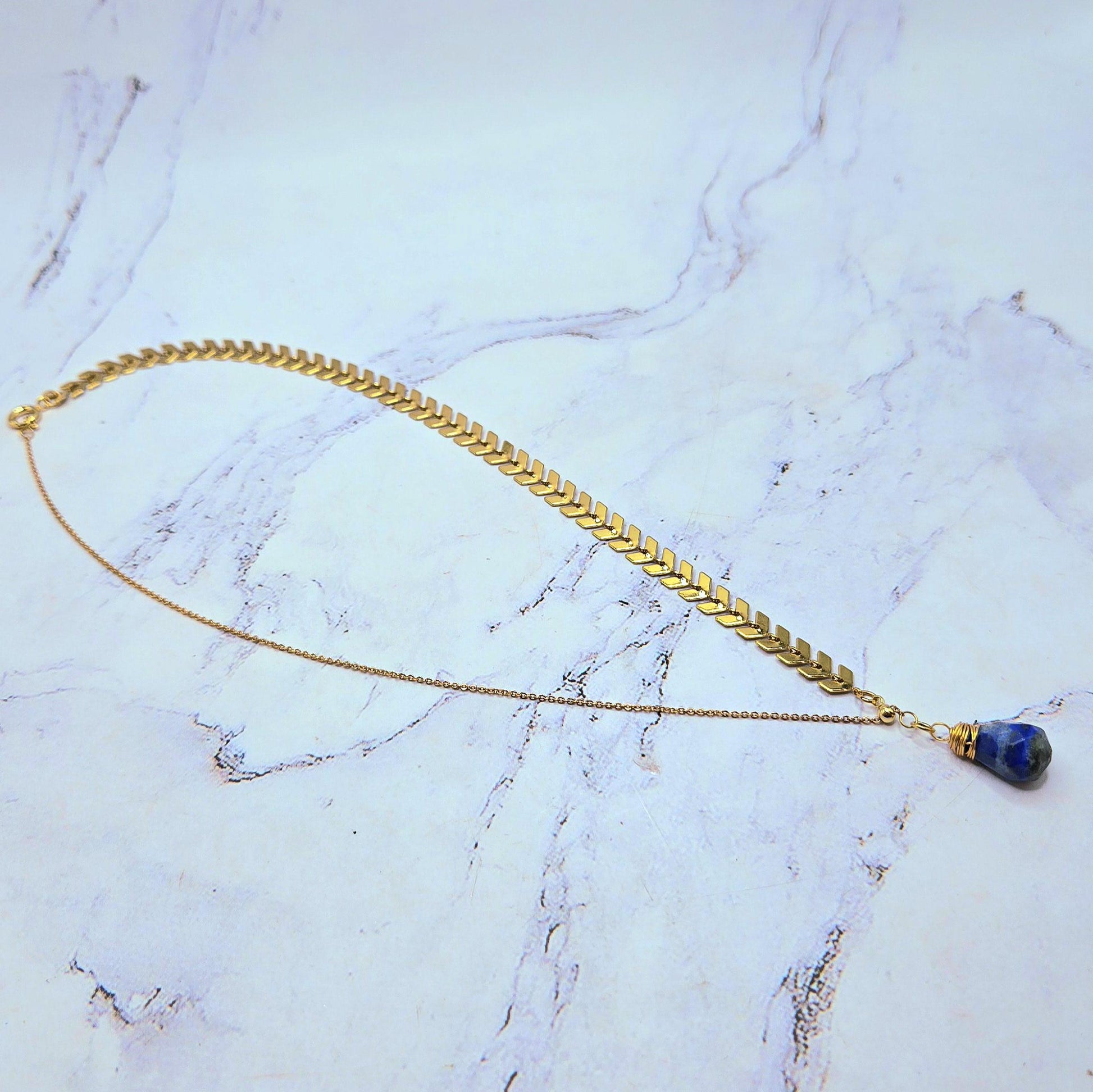 Lapiz lazuli teardrop necklace
