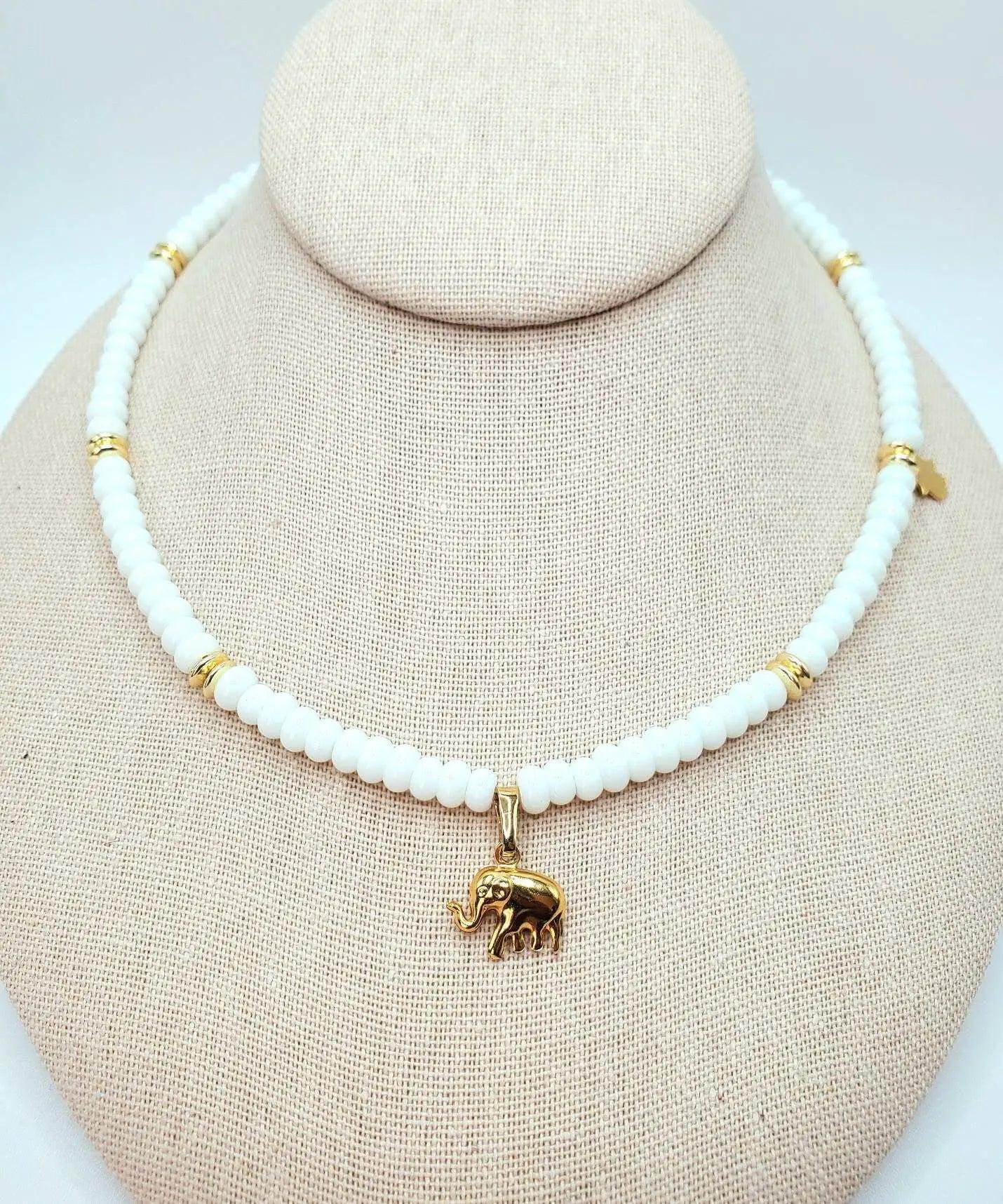 Elephant hamsa adjustable choker necklace