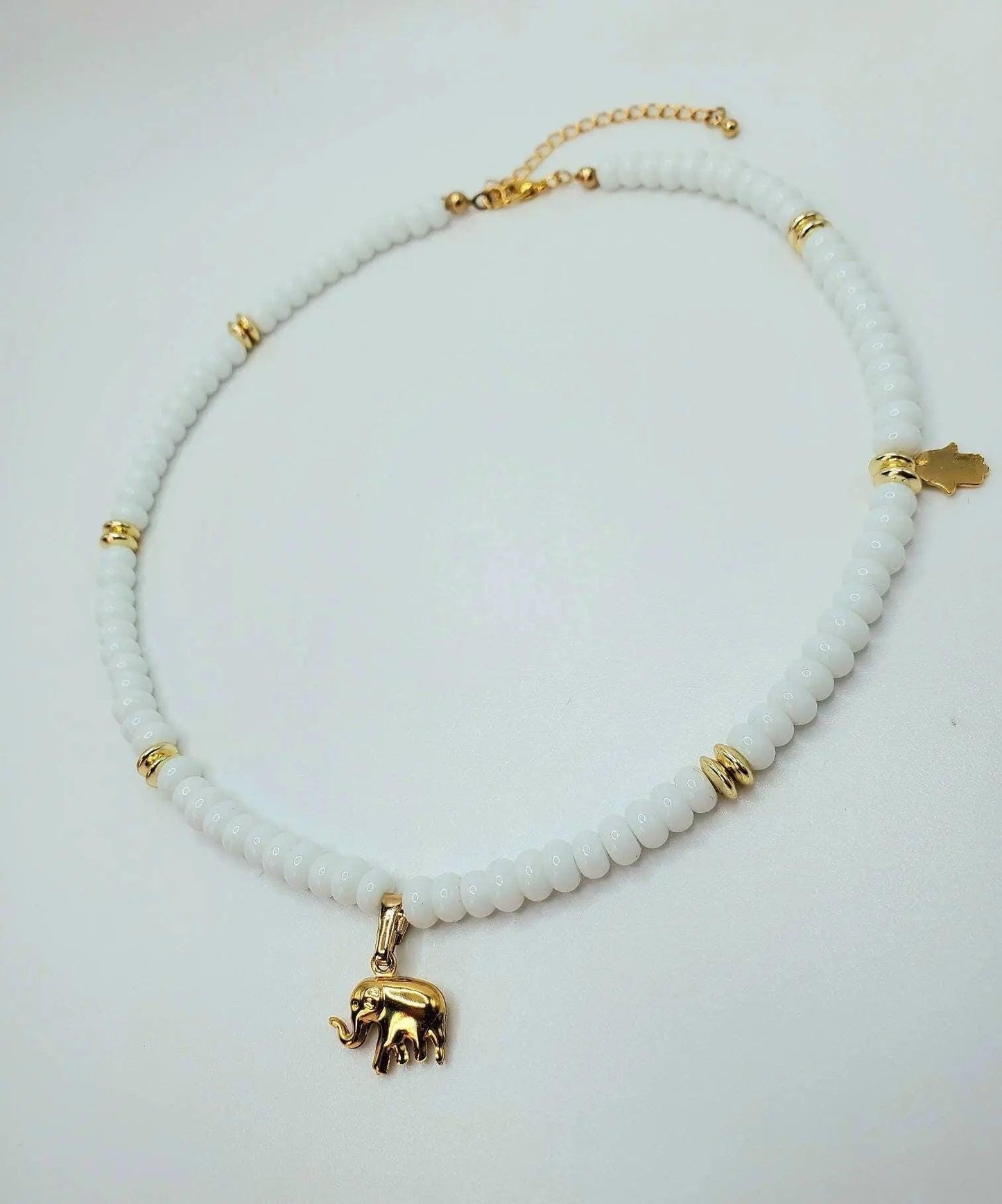 Elephant hamsa adjustable choker necklace