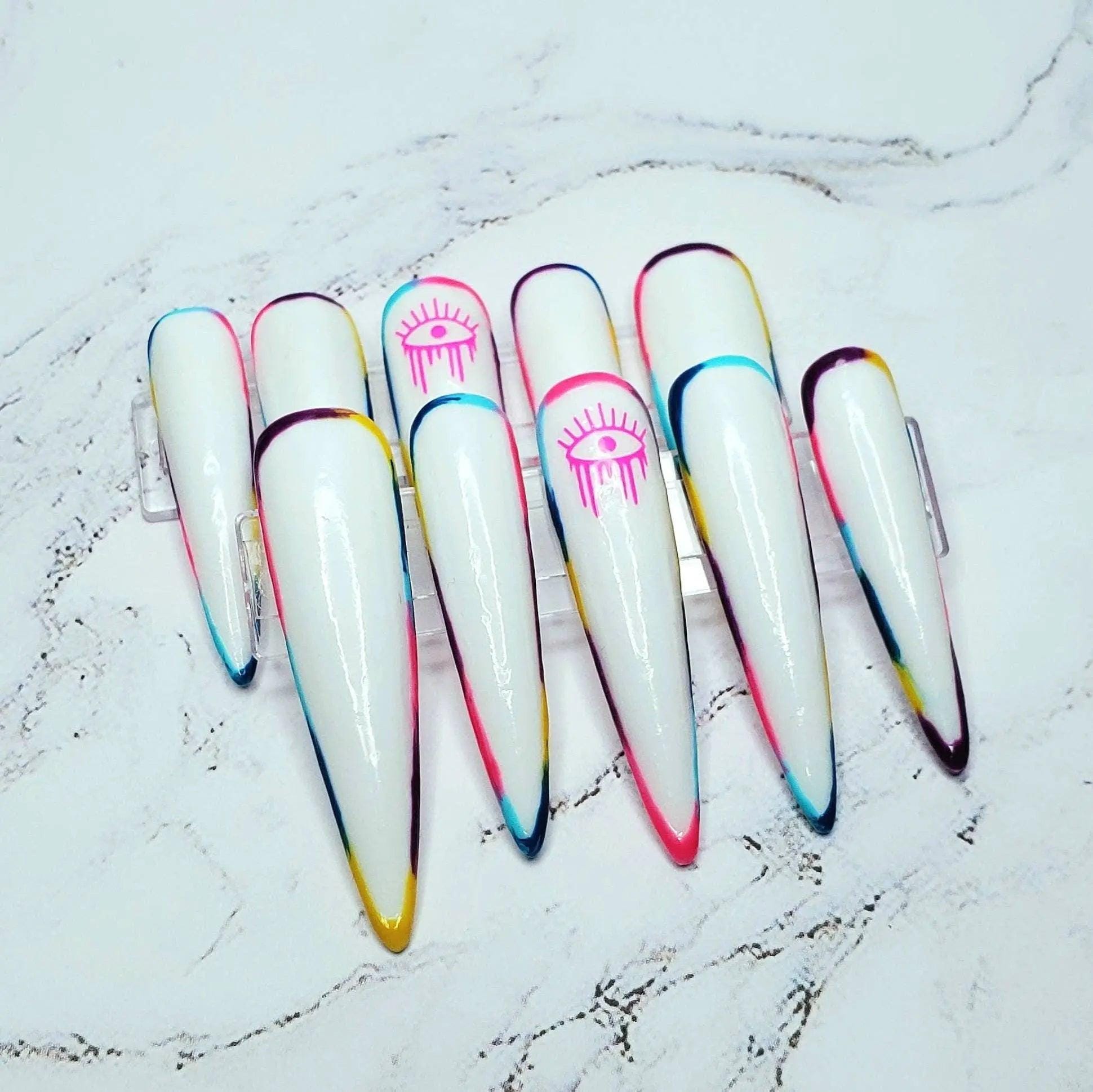 Aura evil eye press on nails