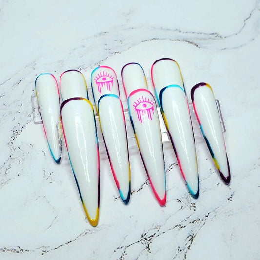 Aura evil eye press on nails