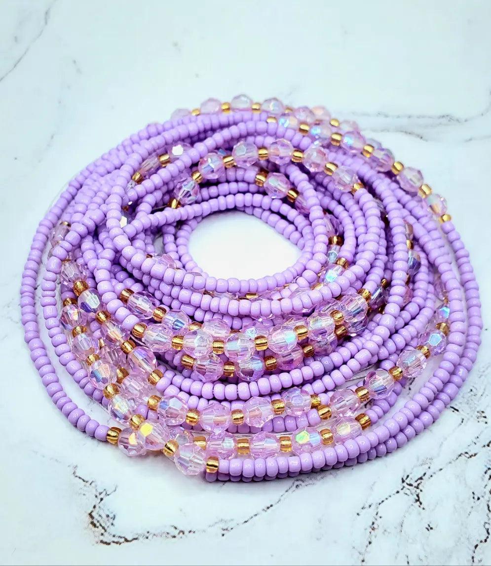Lavender tie on waist beads beautifuleecreatedllc