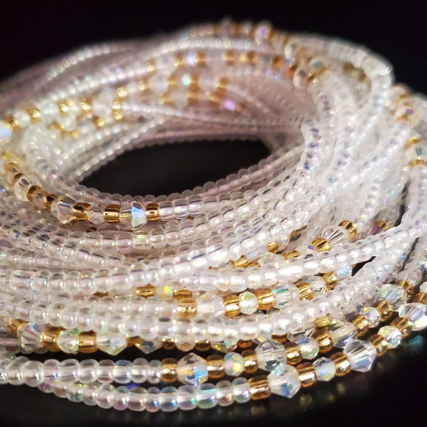 Iridescent tie on waist beads beautifuleecreatedllc