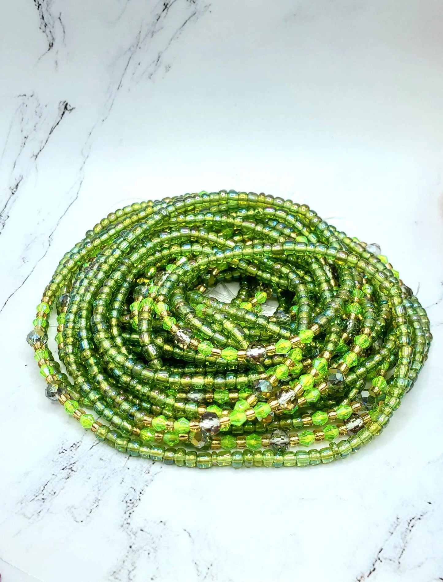 Light green tie on waist beads beautifuleecreatedllc