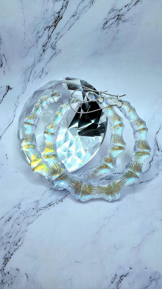 Iridescent bamboo hoop earrings customizable beautifuleecreatedllc
