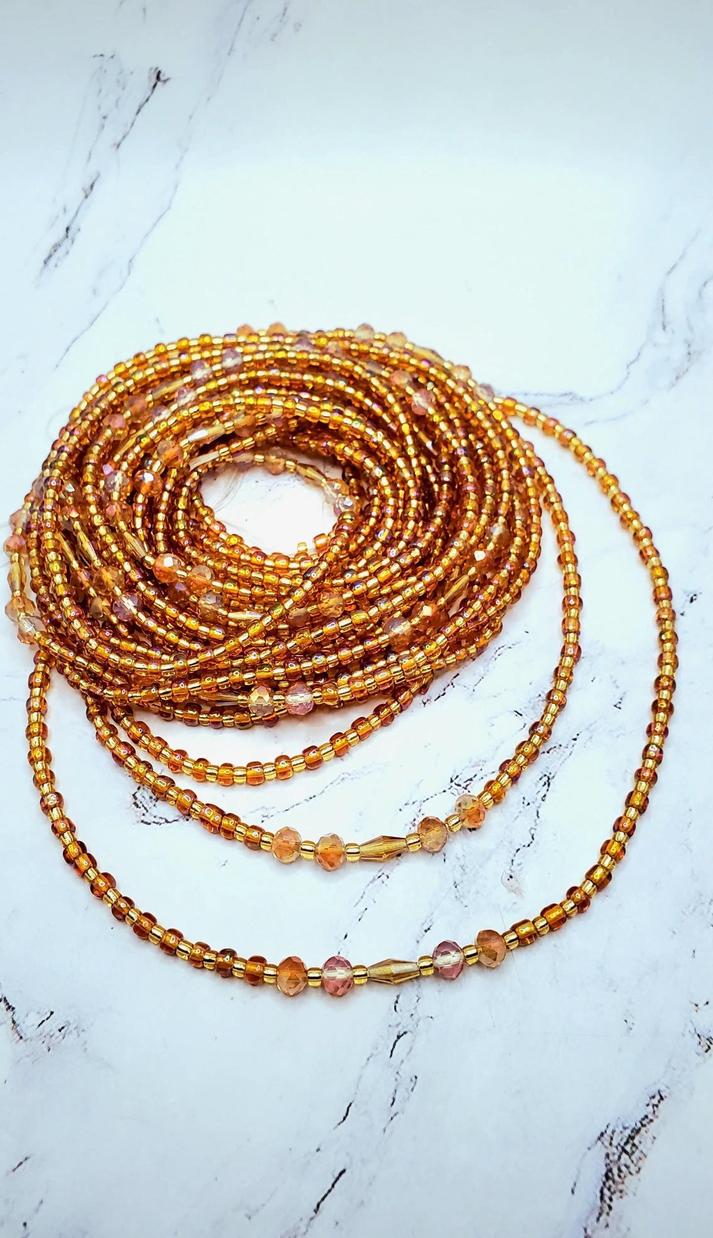 Gold tie on waist beads beautifuleecreatedllc