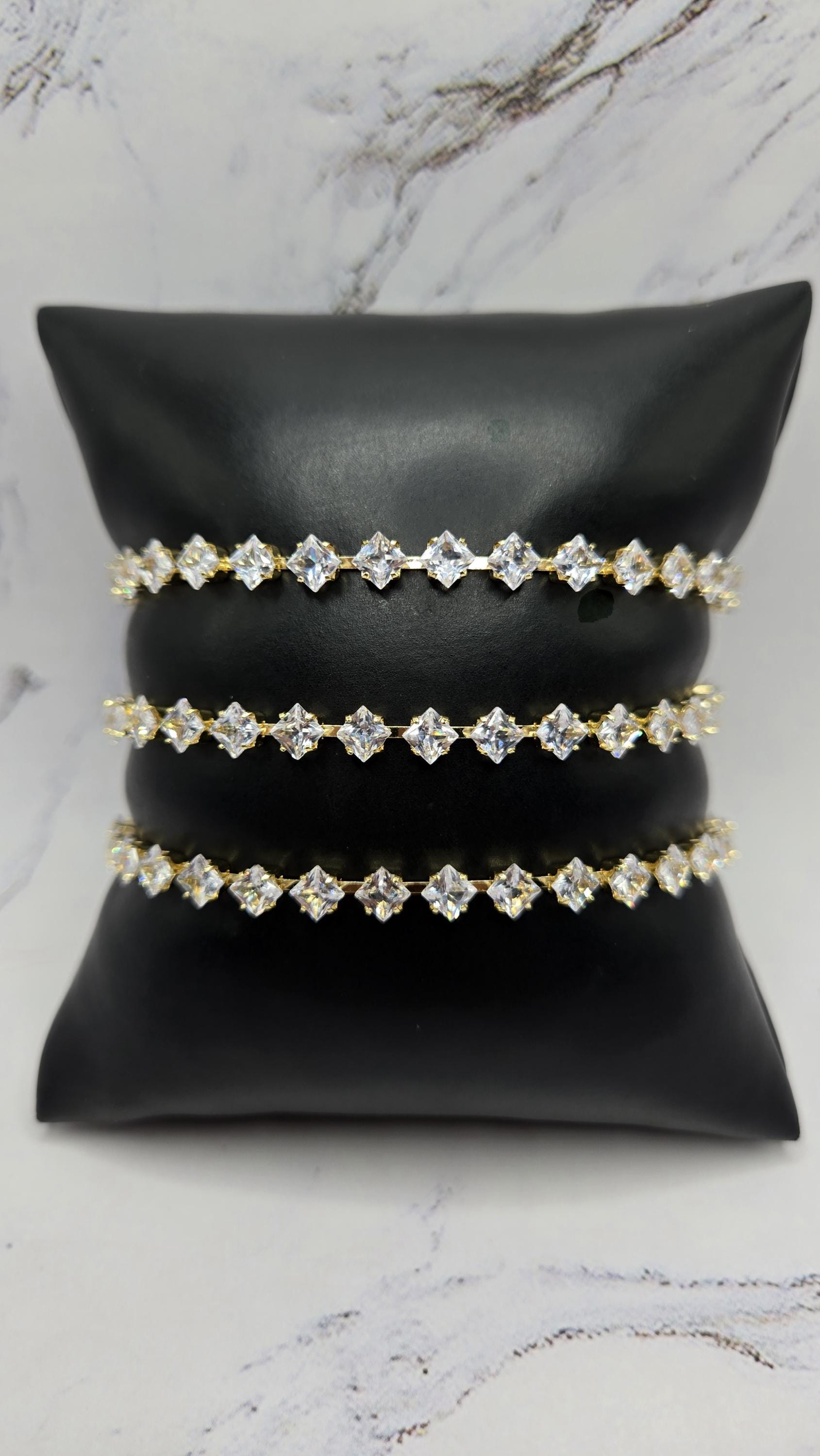 Golden Radiance Princess-Cut 18k gold plated tarnish resistant Tennis Bracelet